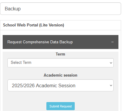 Backup request tab