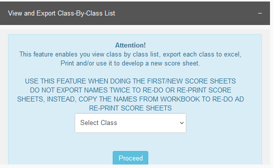 Export class list